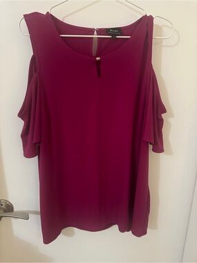 Bardot Berry Dark Pink Cold Shoulder Sleeve Top Size L